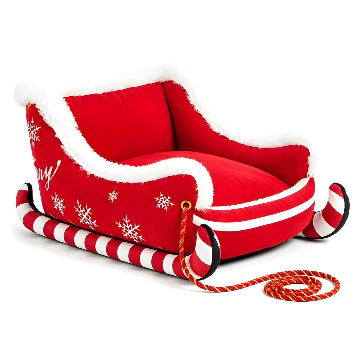 Lit de Noël pour animaux, Traîneau sucre d'orge