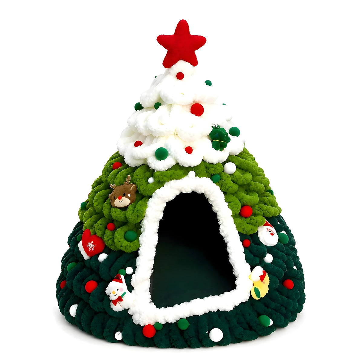 Lit de Noël pour animaux, Maison sapin de Noël